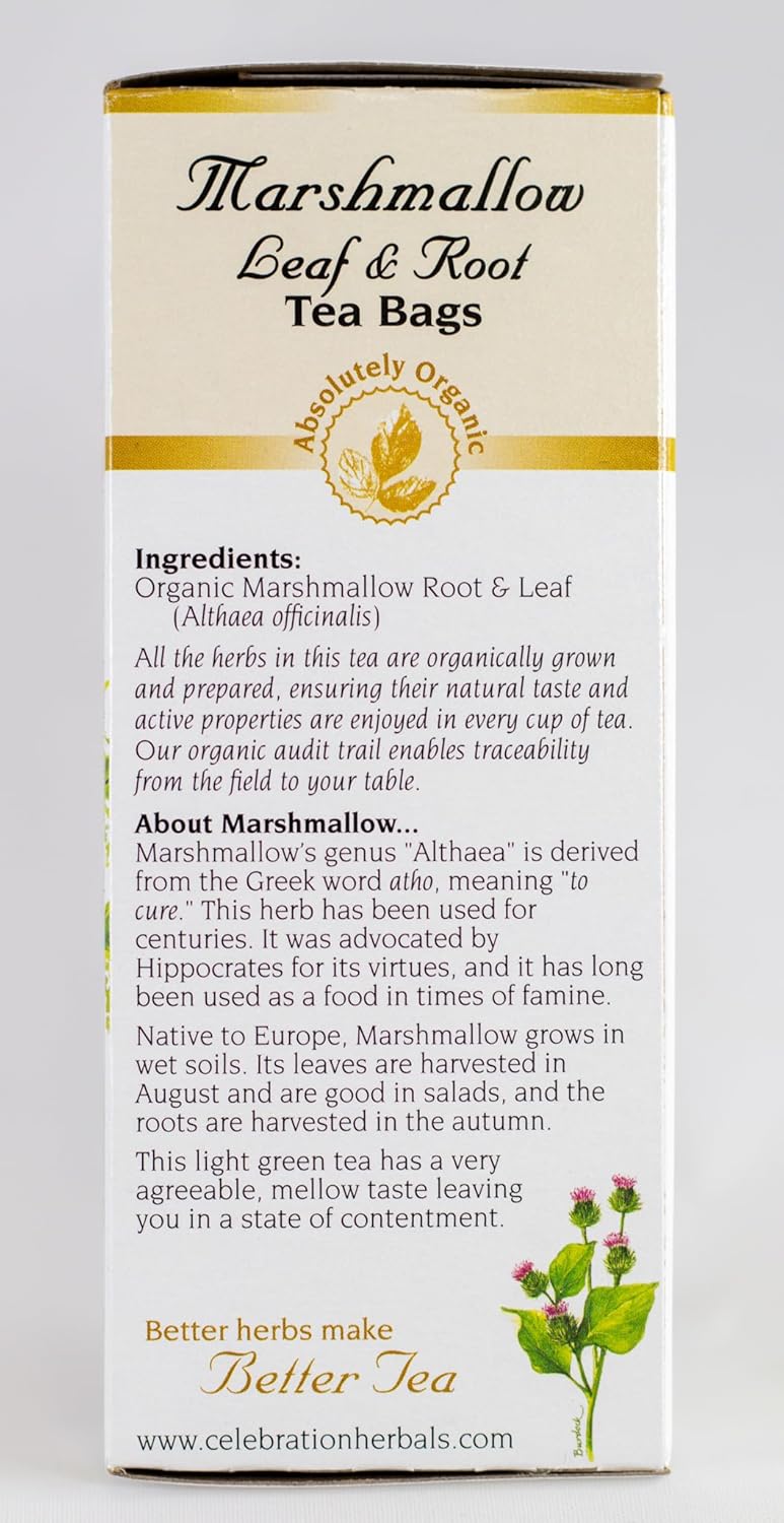 Celebration Herbals Marshmallow Leaf & Root Organic 24 Bag, 0.02 Pound : Grocery & Gourmet Food