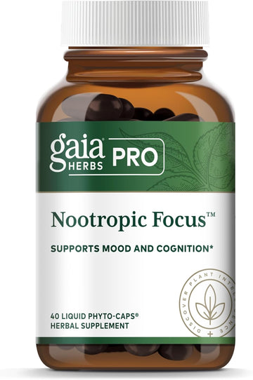 Gaia Herbs Pro Nootropic Focus - Supports Healthy Concentration - With Saffron Extract, Ginkgo Biloba, Spearmint Extract & Lemon Balm Extract - 40 Vegan Liquid Phyto-Capsules (20 Servings)