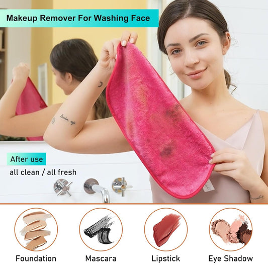 Makeup Remover Cloth Cleansing Towel - Chemical Free - Move Makeup Instantly With Just Water (3 Burgundy)