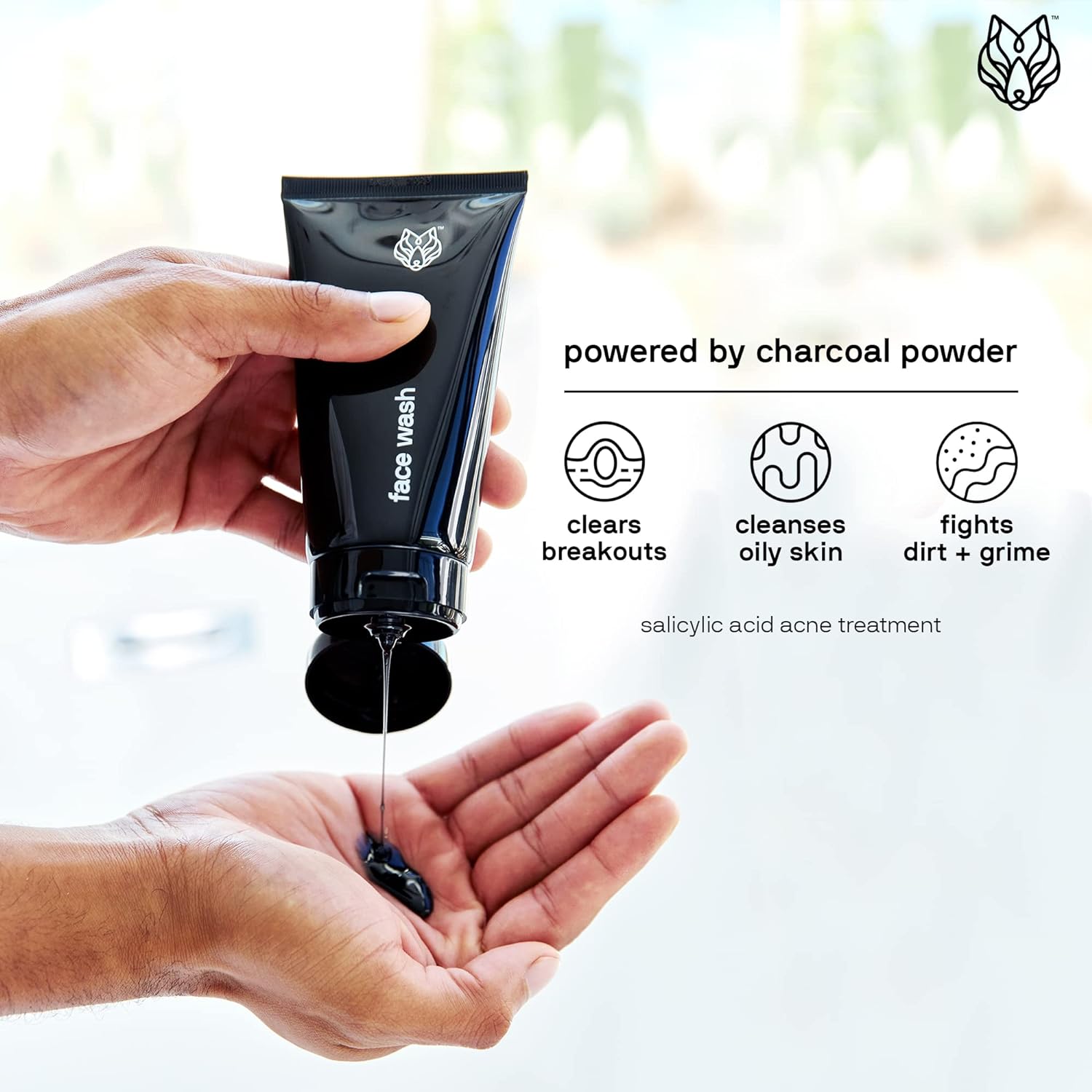 Black Wolf Men’s Charcoal Powder Face Wash - 5 Fl Oz, 2 Pack - Facial Cleanser Removes Unwanted Impurities from Your Skin & Soothes Irritation : Beauty & Personal Care