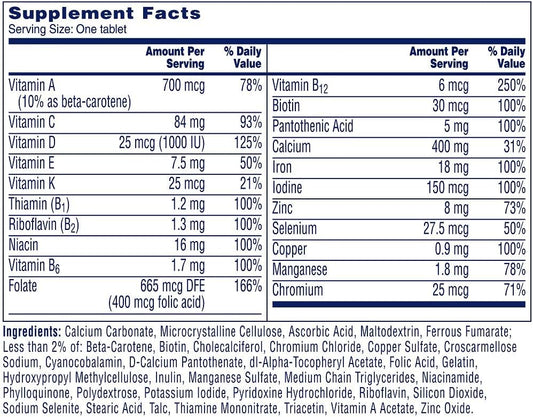 One A Day Womens Multivitamin, Supplement With Vitamin A, Vitamin C, Vitamin D, Vitamin E And Zinc For Immune Health Support, B12, Biotin, Calcium & More, Tablet, 250 Count
