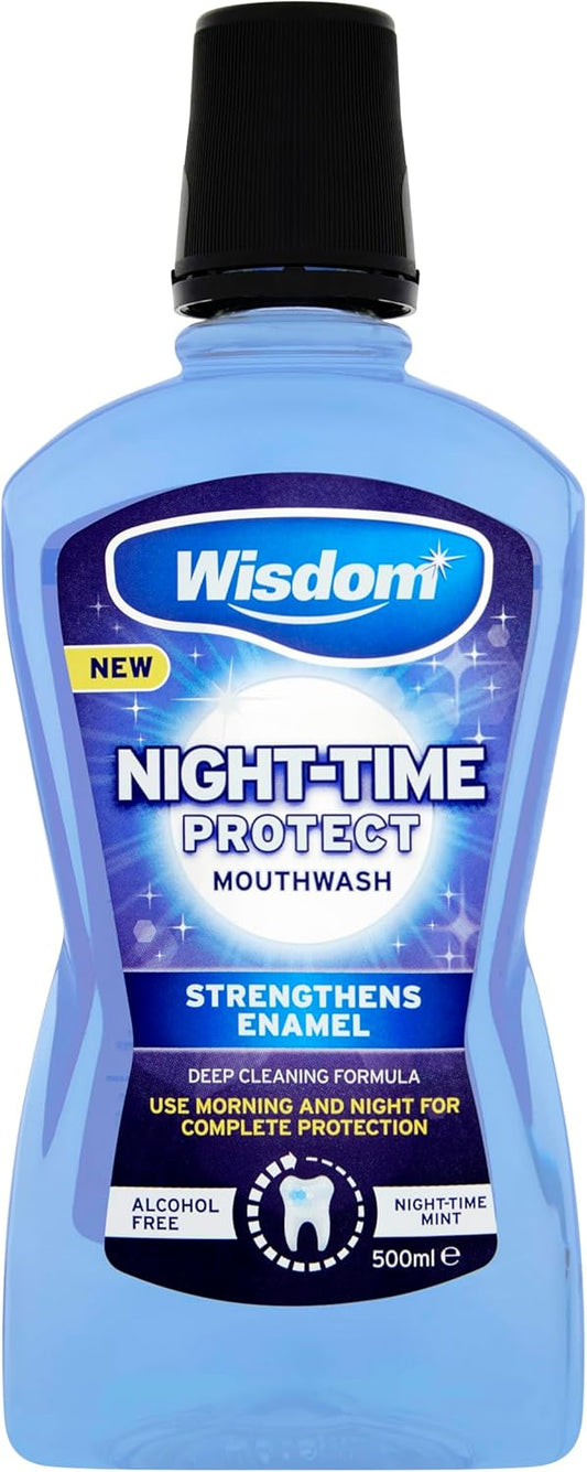 Wisdom Night Time Protect Mouthwash 500 Ml, (Pack Of 1)