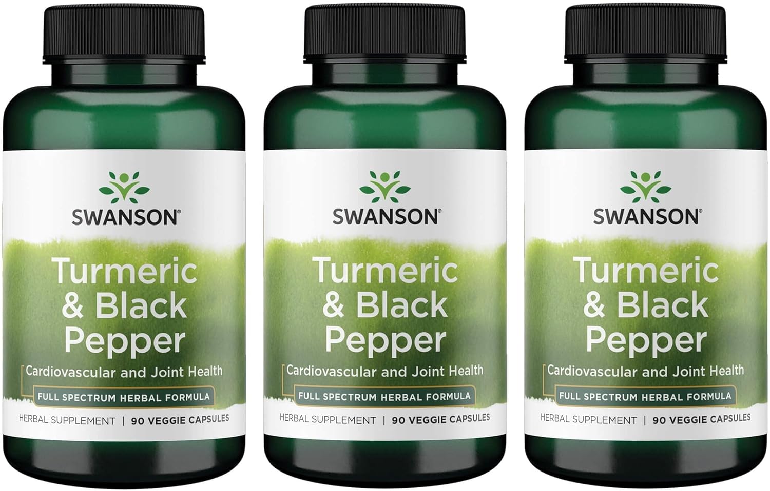 Swanson Premium- Turmeric '&' Black Pepper - Antioxidant, Digestion '&' Joint Support - 90 Veg Caps (3 Pack)