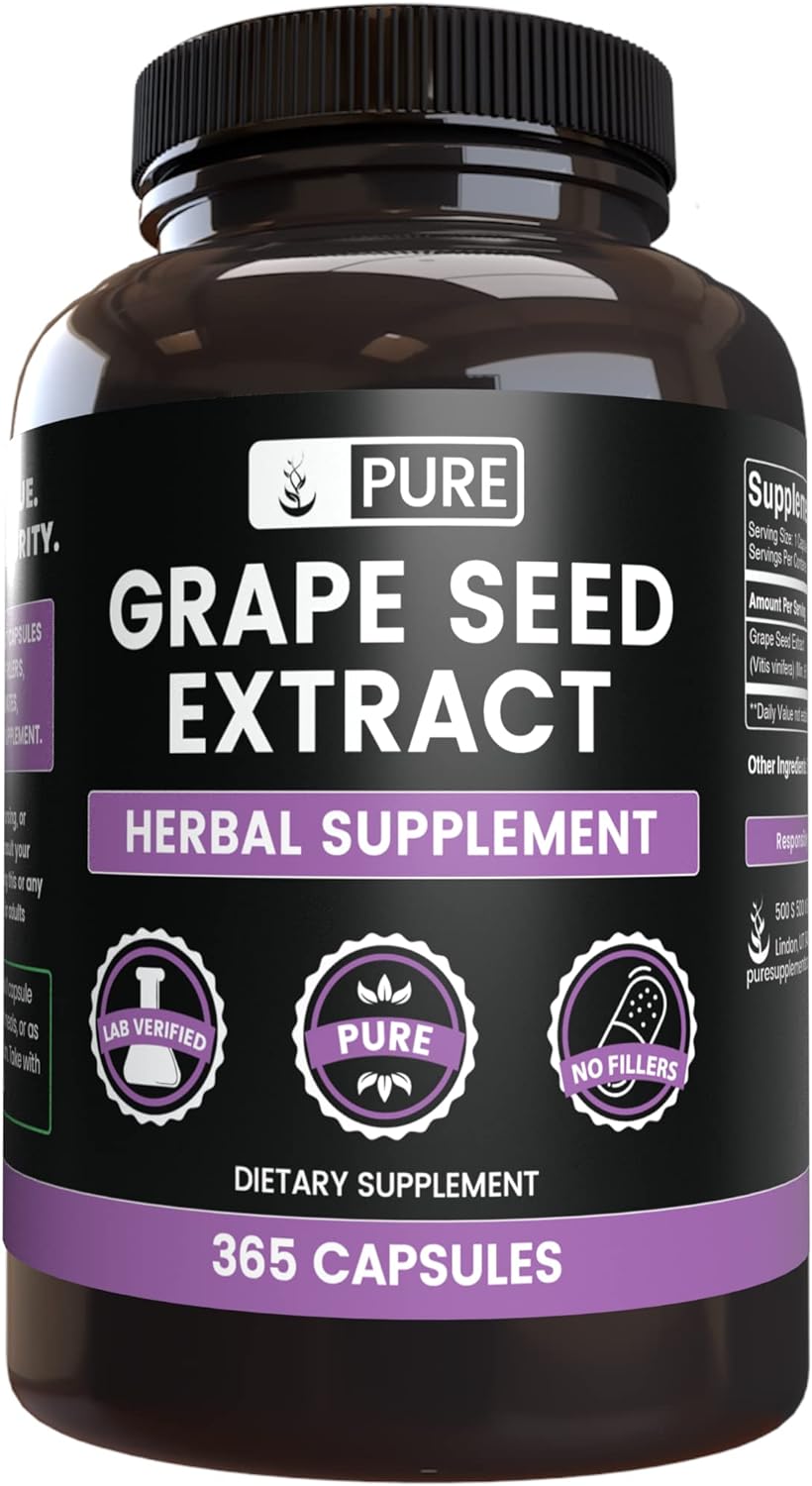 Pure Original Ingredients Grape Seed Extract (365 Capsules) No Magnesium Or Rice Fillers, Always Pure, Lab Verified