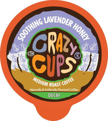 Crazy Cups Decaf Flavored Coffee, Honey Lavender Hot Or Iced Coffee, Recyclable Pods, 22 Count