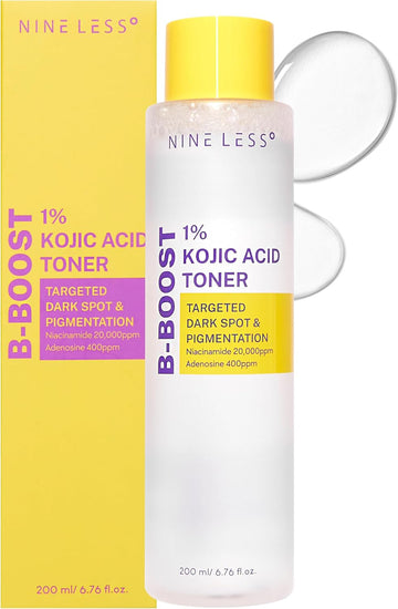 B-Boost 1% Kojic Acid Toner - Dark Spot Solution Face Toner - Clarifying And Hydrating - Niacinamide And Adenosine - Korean Skincare, 6.76 Fl.Oz