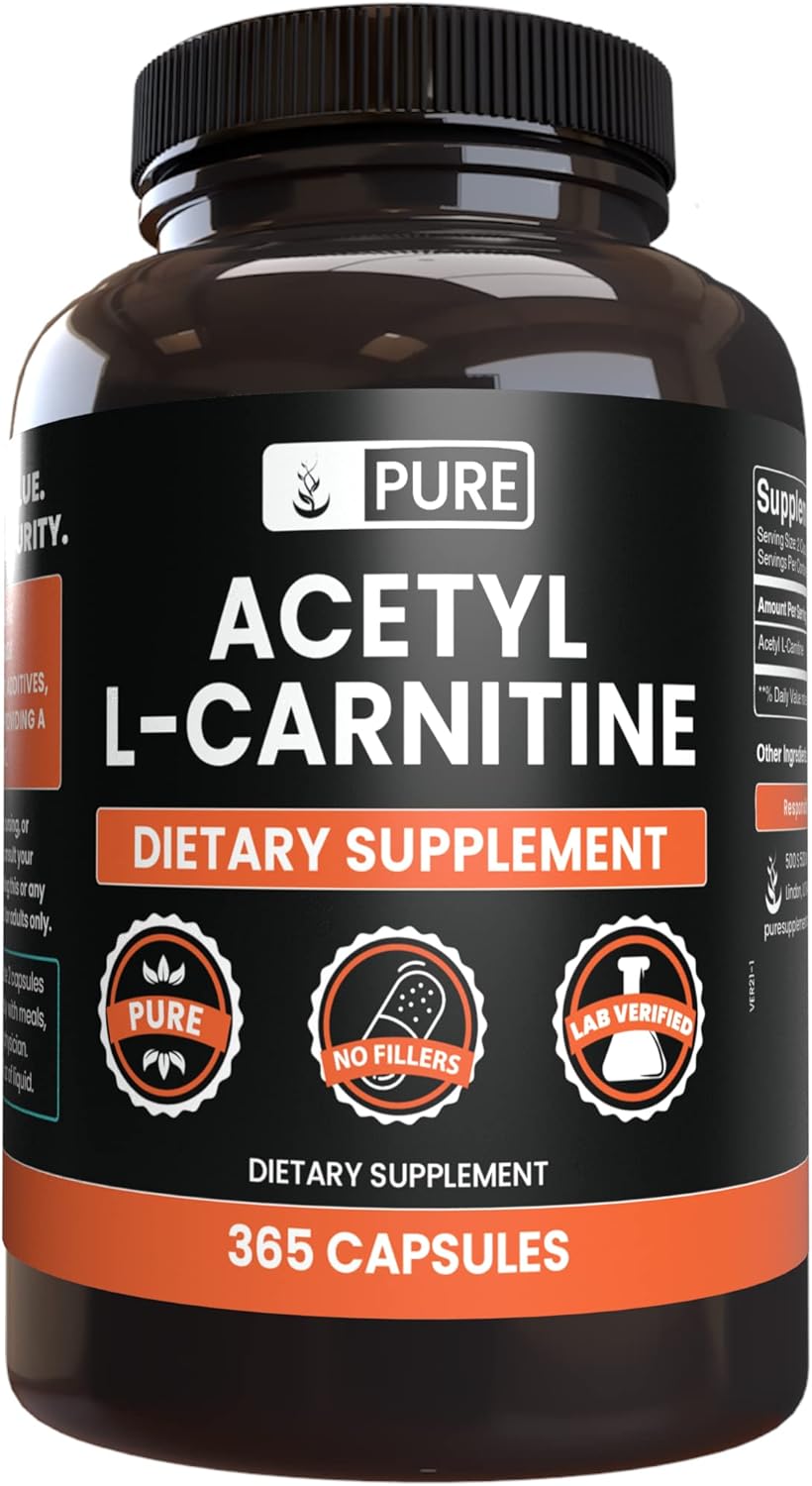 Pure Original Ingredients Acetyl L-Carnitine (365 Capsules) No Magnesium Or Rice Fillers, Always Pure, Lab Verified