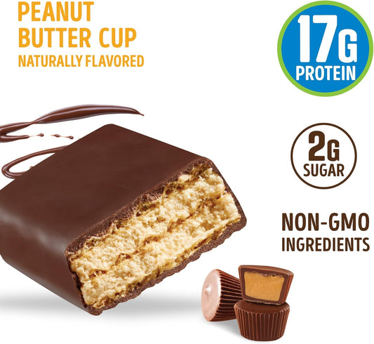 Lenny & Larry'S Dip'D Wafer Bar, Peanut Butter Cup, 17G Dairy & Plant Protein, Box Of 12