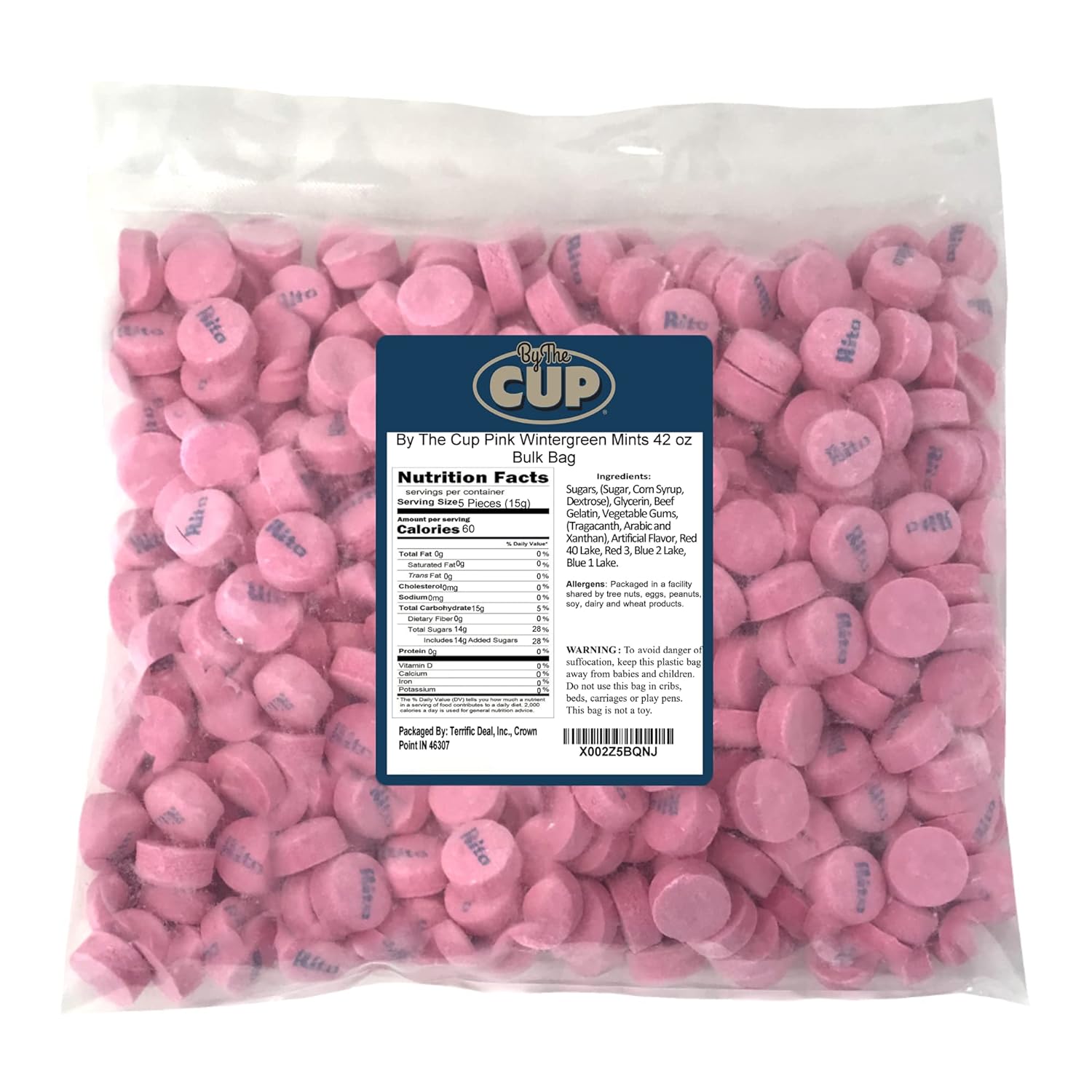 Pink Wintergreen Canada Mints, 2.62 Pound By The Cup Bag