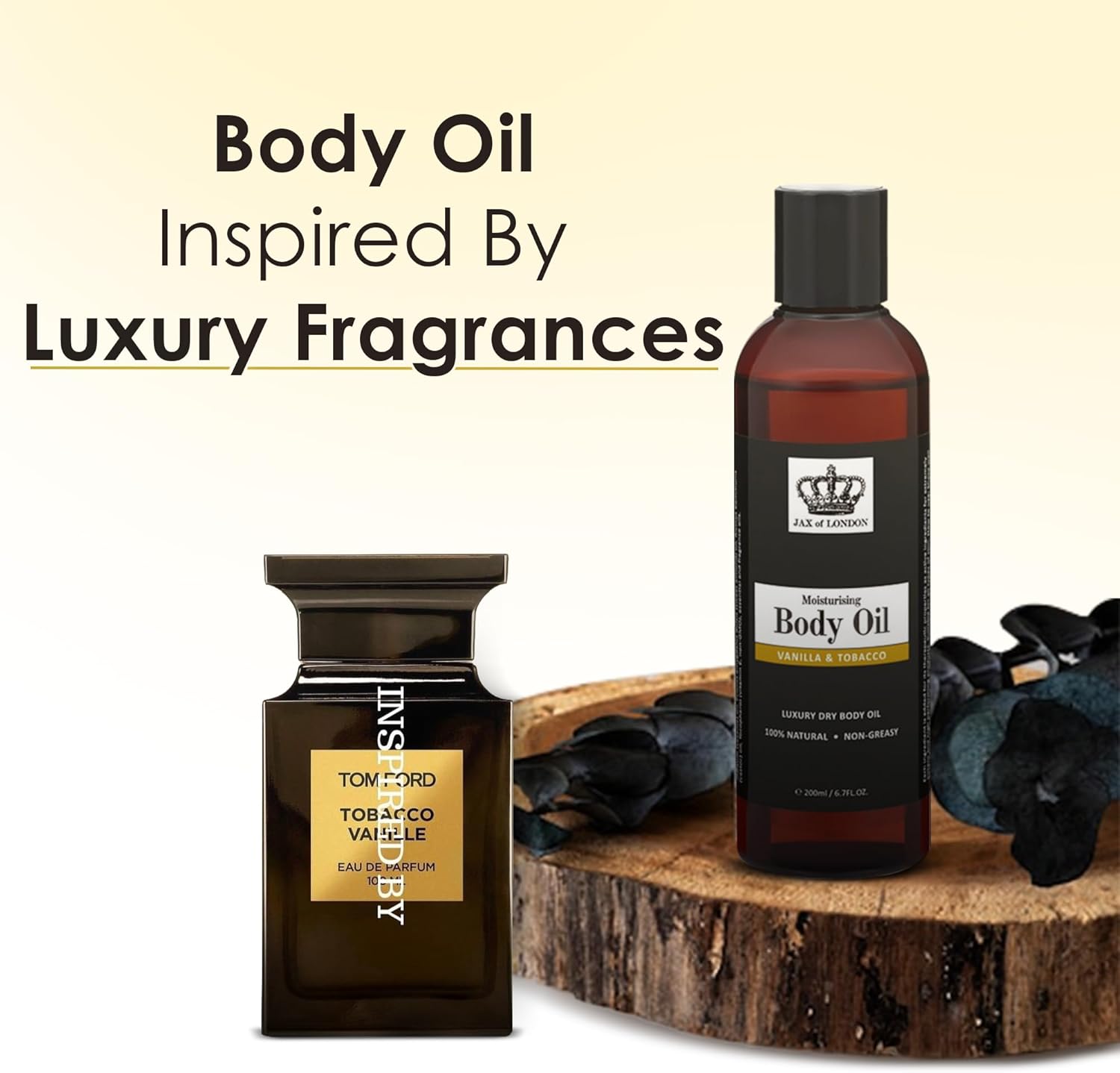 Jax Of London Oud Wood Fragrance Body Oil, 200Ml Moisturising Massage Oil For Skin, Body Oil For Dry Skin, Suitable For Massage, Firming, Stretchmarks Aromatherapy, And Relaxation With Amazing Smell