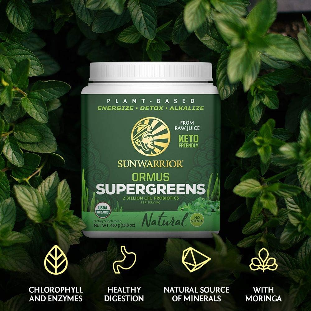 Sunwarrior Vegan Organic Greens Probiotic Powder | 2 Billion CFU Probiotics Organic Raw Juice Soy Free Gluten Free Dairy Free Sugar Free Kosher | Natural 90 Servings | Ormus Supergreens : Health & Household