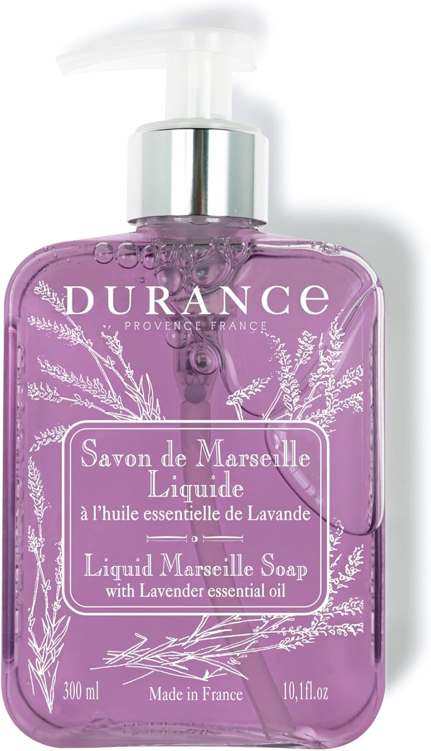 Durance Liquid Marseille Soap With Lavender Essential Oil 300Ml - Paraben Free Hand Wash - Vegan Friendly - Gently Cleanses & Nourishes