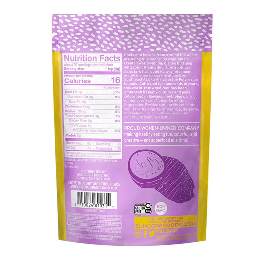 Suncore Foods Lilac Taro Yam Powder, Light Purple Food Coloring Powder, Gluten-Free, Non-GMO, 5oz (1 Pack)