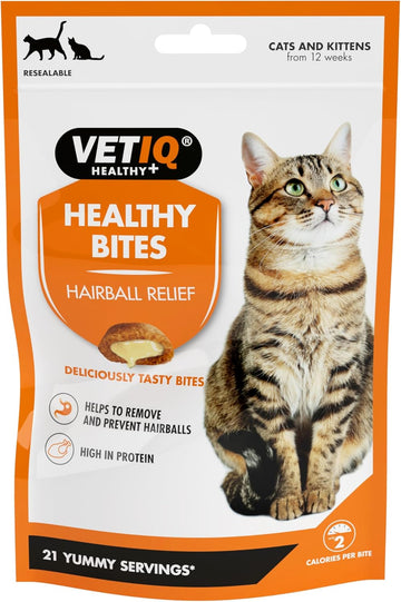 VETIQ Healthy Bites Hairball Relief Treats For Cats & Kittens 12+ Weeks, Tasty Supplements to Help Prevent & Remove Hairballs, 65 g (Pack of 4)?EC5016