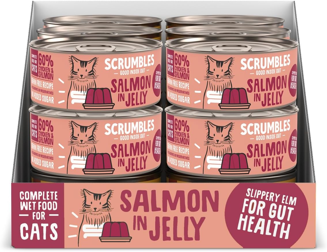 Scrumbles Natural Wet Cat Food, Salmon in Jelly 18x 80g