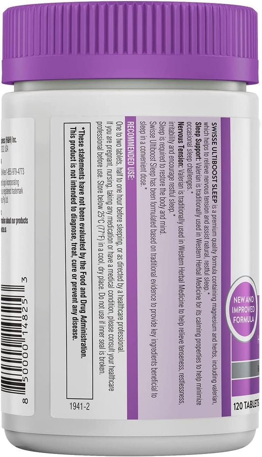 Swisse Sleep Valerian Root Capsules | Valerian Root Extract + Magnesium + Licorice + Hops | Melatonin Free Herbal Sleep Supplement | Helps Relieve Nervous Tension | 120 Tablets