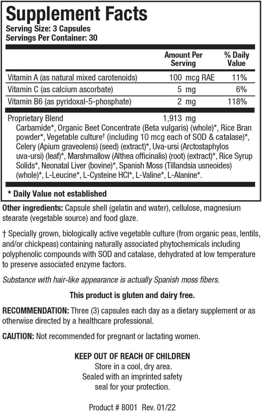 Biotics Research Carbamide Plus Promotes Healthy Kidney And Bladder Function, Water Balance, Healthy Fluid Balance, Support Physiological Elimination Of Water, Supports Biliary Function 90 Caps