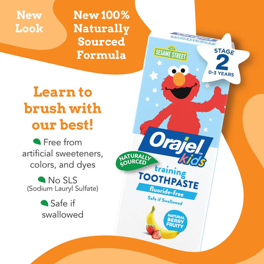 Orajel Kids Elmo Training Toothpaste Fluoride-Free; #1 Pediatrician Recommended Fluoride-Free Toothpaste*, 1.5Oz Tube