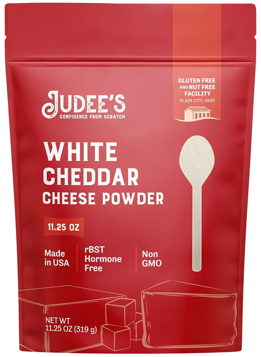 Judee's Small Cheddar Bundle: Yellow Cheddar Cheese Powder (11.25 oz) and White Cheddar Cheese Powder (11.25 oz)