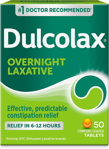 Dulcolax Stimulant Laxative Tablets, Predictable & Effective Constipation Relief, Relieves Straining & Bloating, Bisacodyl 5 Mg, 50 Count