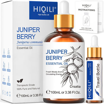 HIQILI Juniper Berry Essential Oil,100% Pure Natural Undiluted Premium - 3.38 Fl Oz