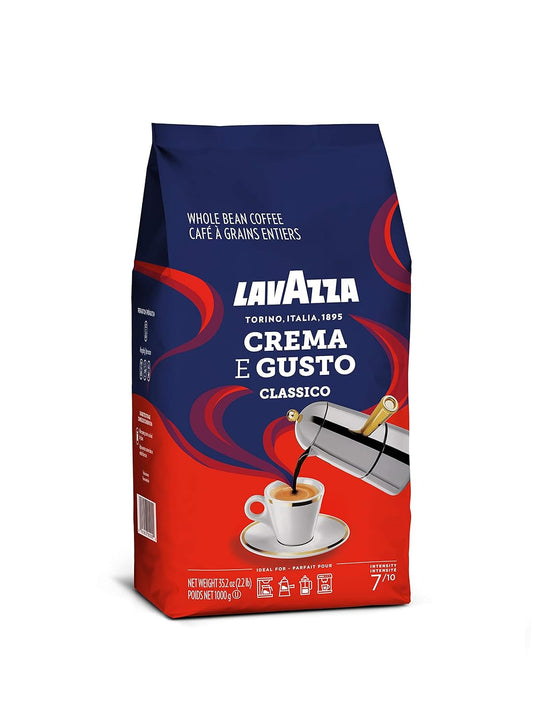 Lavazza Crema E Gusto Whole Bean Coffee 1 Kg Bag, Authentic Italian, Blended And Roasted In Italy, Full-Bodied, Creamy Dark Roast With Spices Notes