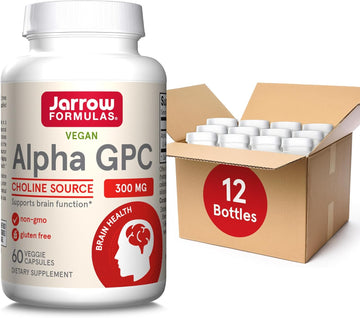 Jarrow Formulas Alpha Gpc, 300Mg, Dietary Supplement, Brain Health Supplements For Adults, 60 Veggie Capsules, 30 Day Supply (Pack Of 12)