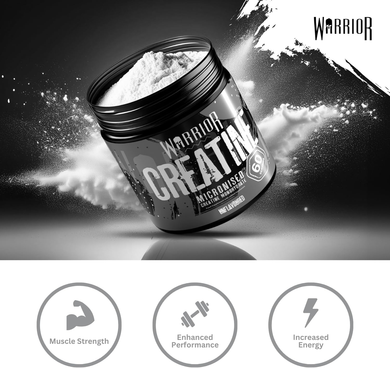 Warrior Creatine Monohydrate Powder 300g – 60 x 5g Servings – Proven to Support Physical Performance & Recovery (Not Tablets or Gummies) – Nutrition Supplement Post/Pre Workout (Tropical Sunrise) : Amazon.co.uk: Health & Personal Care