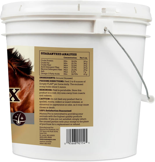 Manna Pro Simply Flax Supplement For Horses - Omega-3 Fatty Acids - 8 Pounds