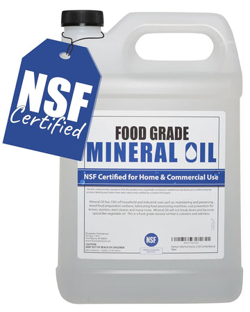 NSF Certified Food Grade Mineral Oil - Gallon (128oz), Certified Food Safe Conditioner for Wood Cutting Boards, Butcher Blocks and Stainless-Steel Kitchen Equipment