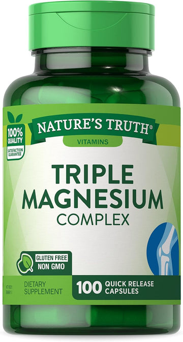 Triple Magnesium Complex | 100 Capsules From Magnesium Oxide, Magnesium Citrate, Magnesium Aspartate | Non-Gmo, Gluten Free Supplement | By Nature'S Truth