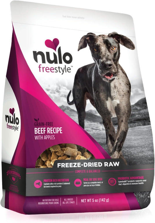 Nulo Freeze Dried Raw Dog Food Variety Pack: Natural Grain Free Formula With Ganedenbc30 Probiotics For Digestive & Immune Health - All Ages & Breeds - 3 X 5Oz Bags (Beef, Lamb, Duck)