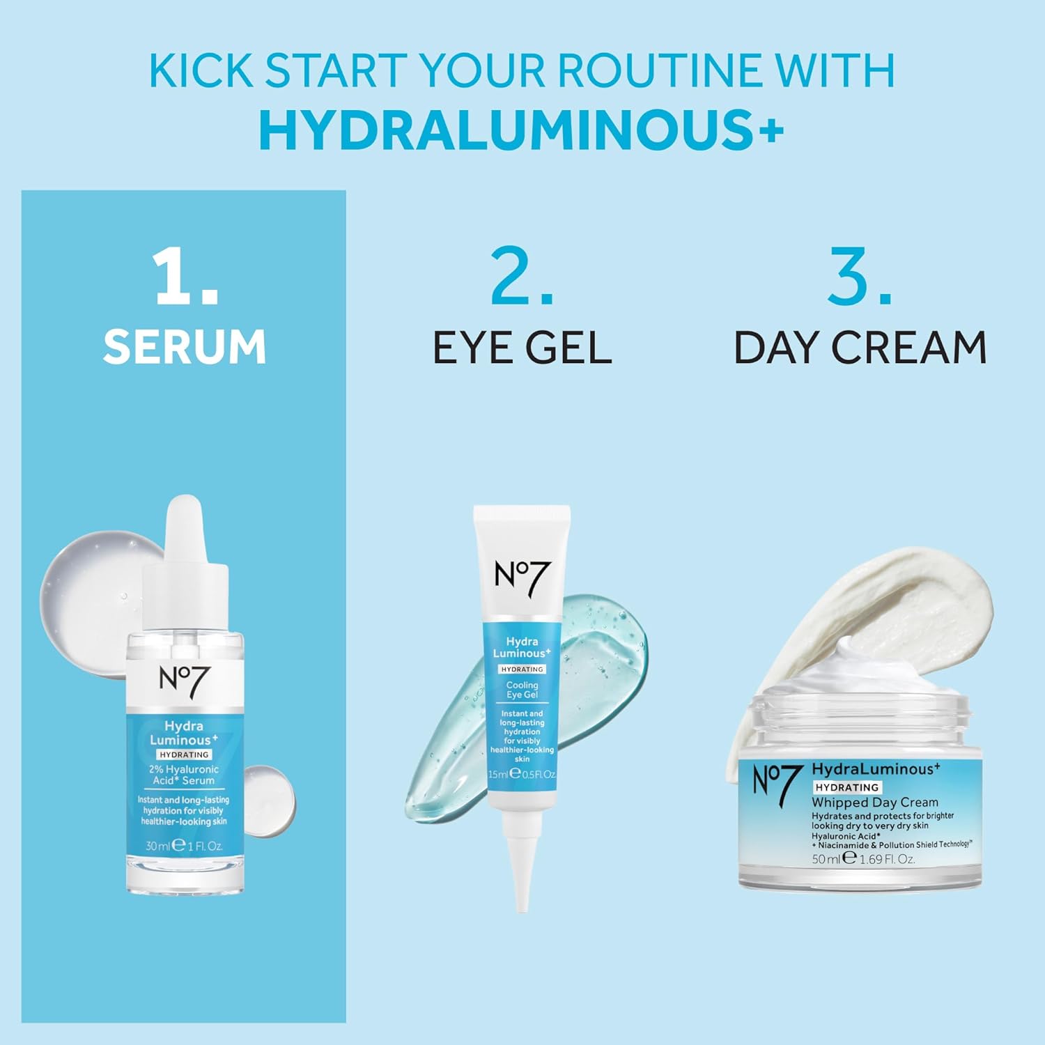 No7 Moisturising Face Serum With 2% Hyaluronic Acid Hydraluminous+ And Niacinamide With 5% Vitamin B3 To Repair The Skin Barrier - For Visibly Radiant Skin