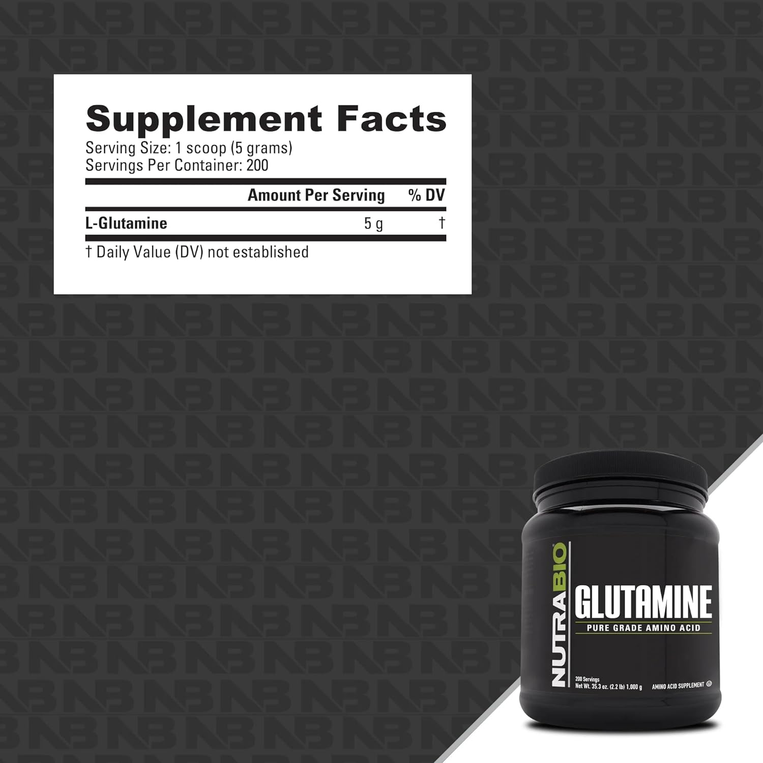 NutraBio L-Glutamine Powder - Amino Acid - Pure Grade: Absolutely no Additives, Fillers or Excipients! - Muscle Recovery Supplement - (1000 Grams) : Health & Household