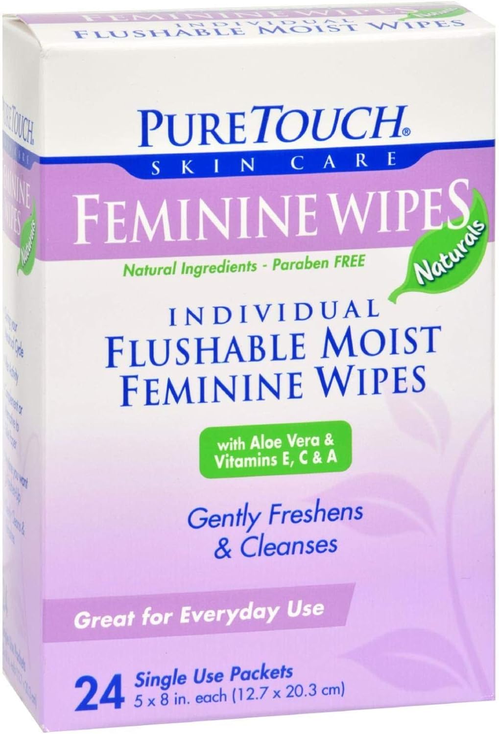 Puretouch Feminine Wipes Flushable - 24 Wipes : Health & Household