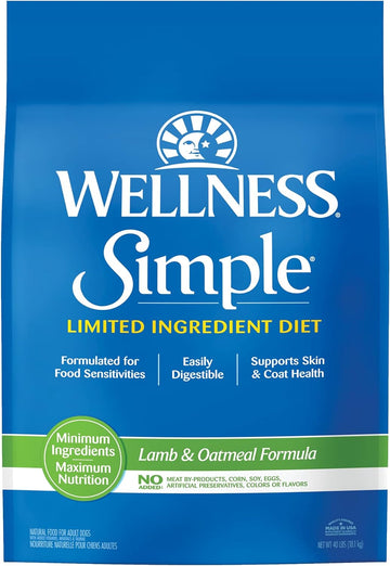 Wellness Simple Limited Ingredient Lamb and Oatmeal Recipe Dry Dog Food, 40- Pound Bag