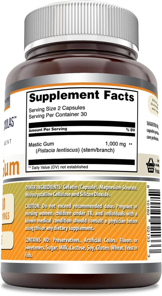 Amazing Formulas Mastic Gum Supplement 1000 mg Per Serving 60 Capsules | Non-GMO | Gluten Free | Made in USA