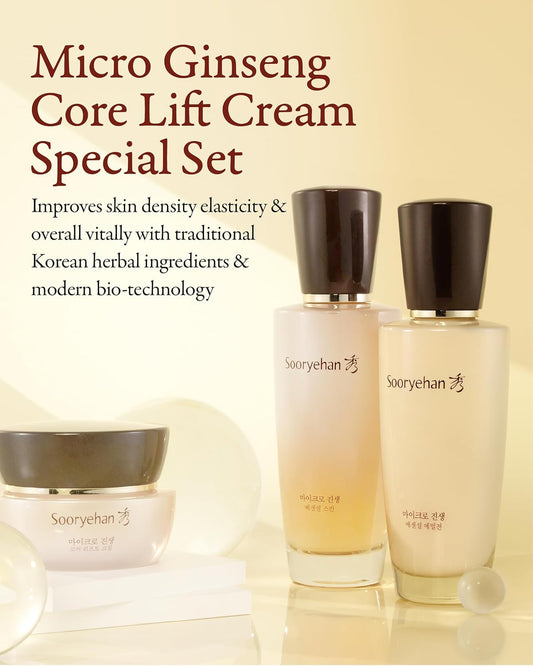 Sooryehan Micro Ginseng Core Lift Cream Special Set (2.4 Fl Oz) - Enhances Skin Firmness, Elasticity, And Hydration. With Ginsenoside R3™ For A Youthful, Healthy Complexion
