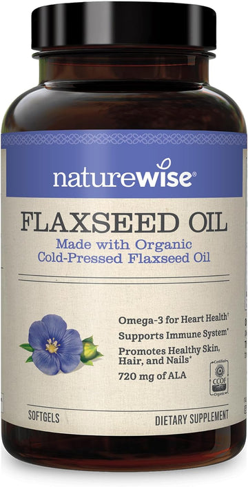 NatureWise Organic Flaxseed Oil 1242mg 720mg ALA Highest Potency Flax
