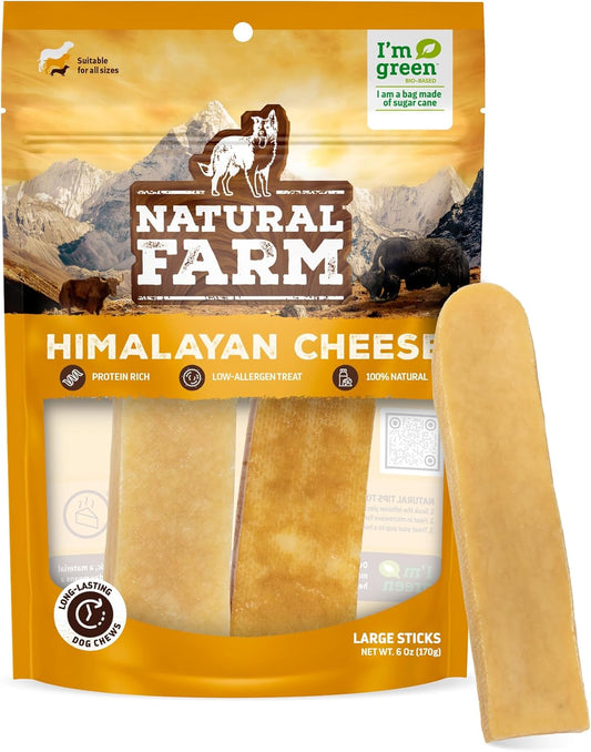 Natural Farm Himalayan Yak Cheese, Protein-Rich, Low-Allergen, Lactose-Free, Gluten-Free, 100% Natural - Large, Net Wt. 6 oz, 170g : Pet Supplies