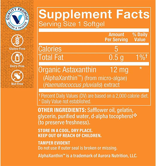 The Vitamin Shoppe Astaxanthin (Solasta) That Supports Brain & Heart Health And Skin For Healthy Aging (60 Softgels)