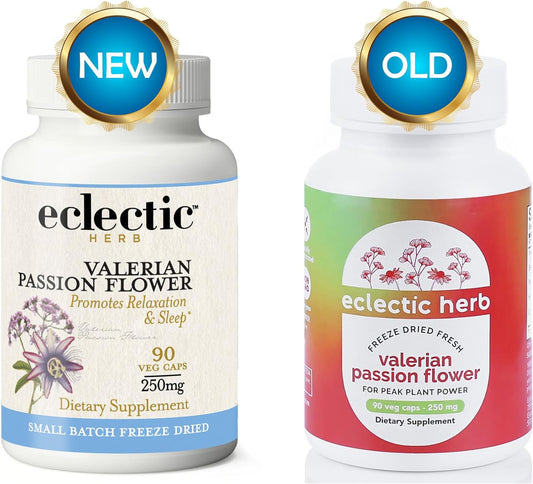 Eclectic Institute Raw Fresh Freeze-Dried, Valerian Passion Flower, 250 mg, 90 Non-GMO Veggie Caps