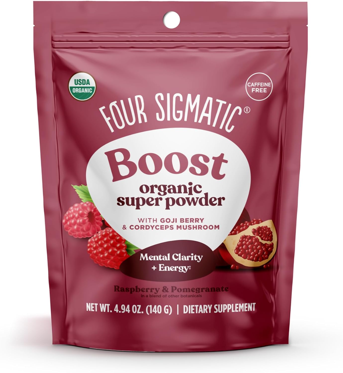 Four Sigmatic Perform Super Powder Organic Superfood Powder With Adaptogens And Antioxidants | Cordyceps Mushrooms, Garcinia Cambogia, And Goji Berries | Raspberry Pomegranate Powdered (4.94 Oz.)