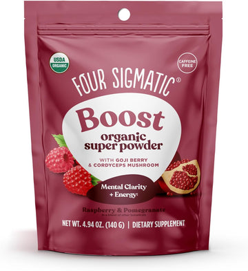 Four Sigmatic Perform Super Powder Organic Superfood Powder With Adaptogens And Antioxidants | Cordyceps Mushrooms, Garcinia Cambogia, And Goji Berries | Raspberry Pomegranate Powdered (4.94 Oz.)