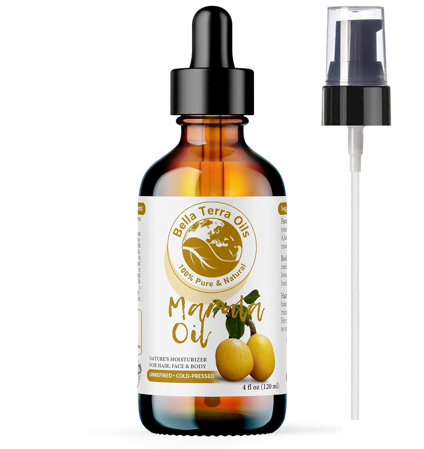 Bella Terra Oils - Marula Face Oil 4oz - The Touch of Nature's Purest, Packed with Vitamin B & Vitamin A, A Glow-Boosting Sensation