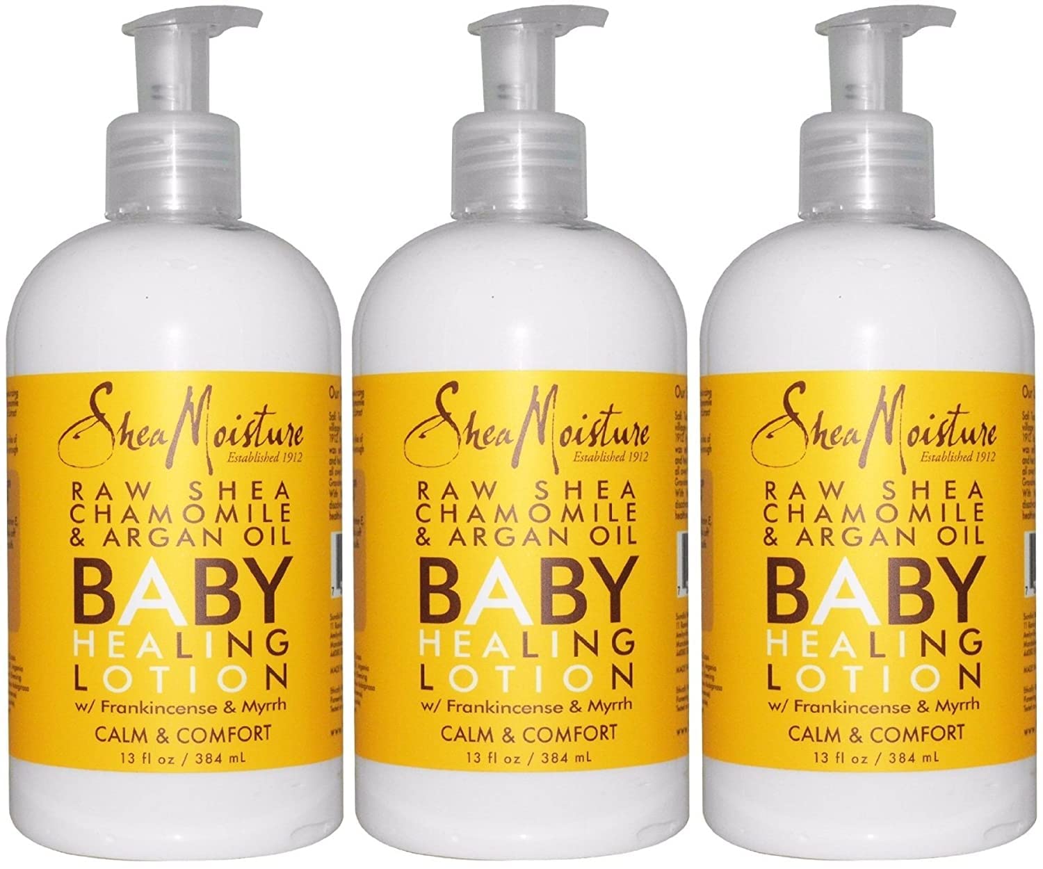 SheaMoisture Baby Essentials, Raw Shea Butter, Chamomile & Argan Oil Baby Lotion, Skin Care for Baby with Vitamin E and Natural Oil Blend, Pack of 3-12 Fl Oz Ea