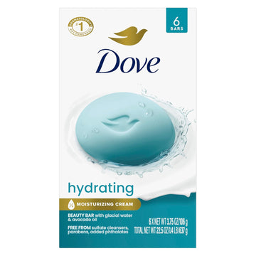 Dove Beauty Bar Soap Original, 6 Bars For Soft, Smooth Skin, With 1/4 Moisturizing Cream 3.75 Oz