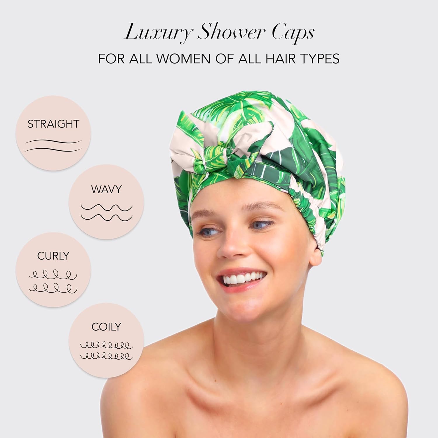 Kitsch Luxury Shower Cap for Women Waterproof - Reusable Shower Cap, Hair Cap for Shower, Waterproof Hair Shower Caps for Long Hair, Non-Slip Cute Shower Cap One Size, Chic Shower Bonnet - Palm Leaves : Beauty & Personal Care