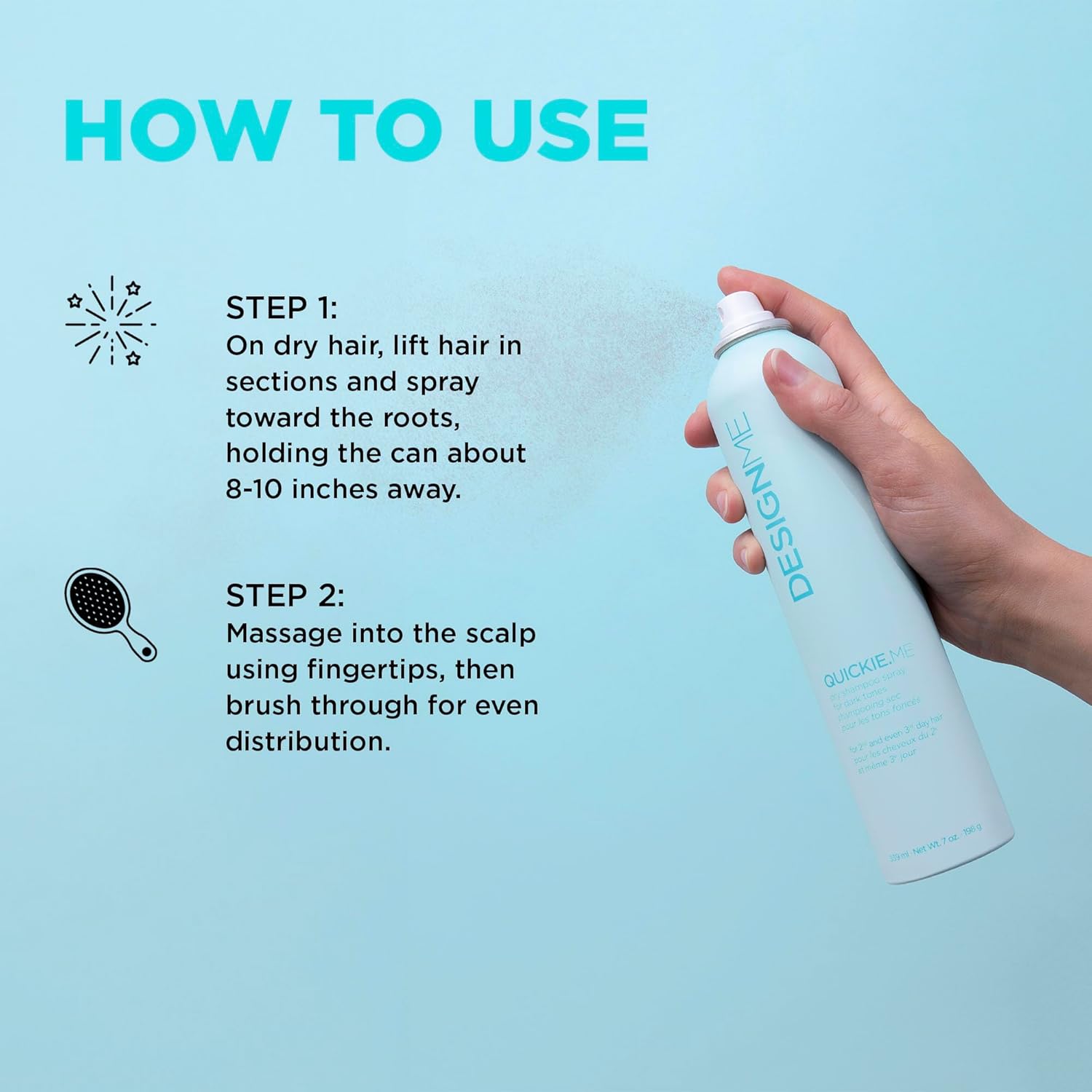 Design.Me Quickie.Me Dry Shampoo For Light Tones | Instantly Refreshes, Absorbs Oils | Root-Lifting Formula With Rice Starch | Residue-Free Waterless Spray For Blonde, Platinum, & Grey Hair : Beauty & Personal Care