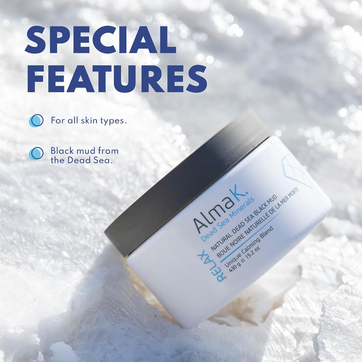 Alma K Natural Dead Sea Black Mud Mask - Dead Sea Mud Mask For Women - Beauty Mask - Organic Mud Mask For Body - Natural Skin Care Products - 15.2 Oz : Beauty & Personal Care